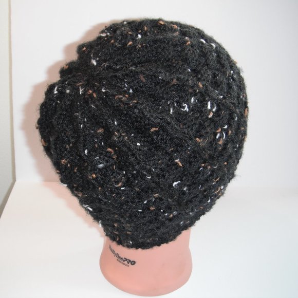 Hand Knitted Hat Toque Size - L-M Acrylic Black Tweed - 009 Hand knit by me - Picture 7 of 12
